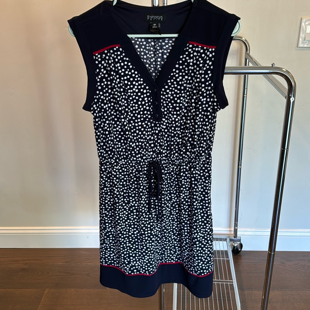 Navy Blue Sleeveless Dress.